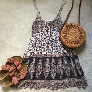 Bohemian Contrast color Floral Leopard Print Dress